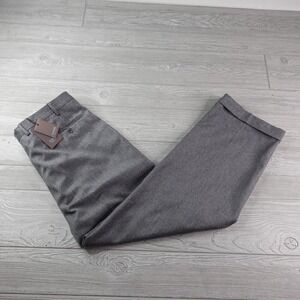 NEW Cuseri Pants Men's 38x30 Gray 100% Wool Pleated Cuffed Dress Trousers Italy